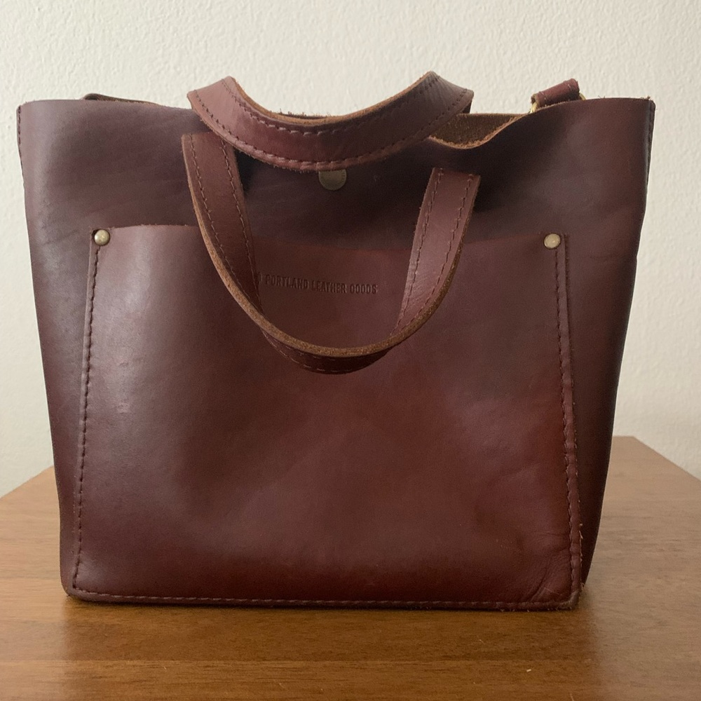 Portland Leather Mini Crossbody Tote Cognac PLG